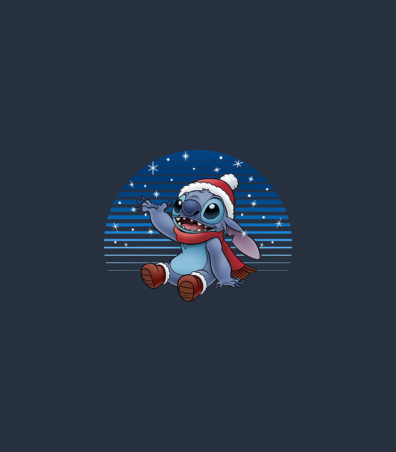 Disney Lilo Stitch Christmas Stitch Snowfall Portrait Digital Art by ...