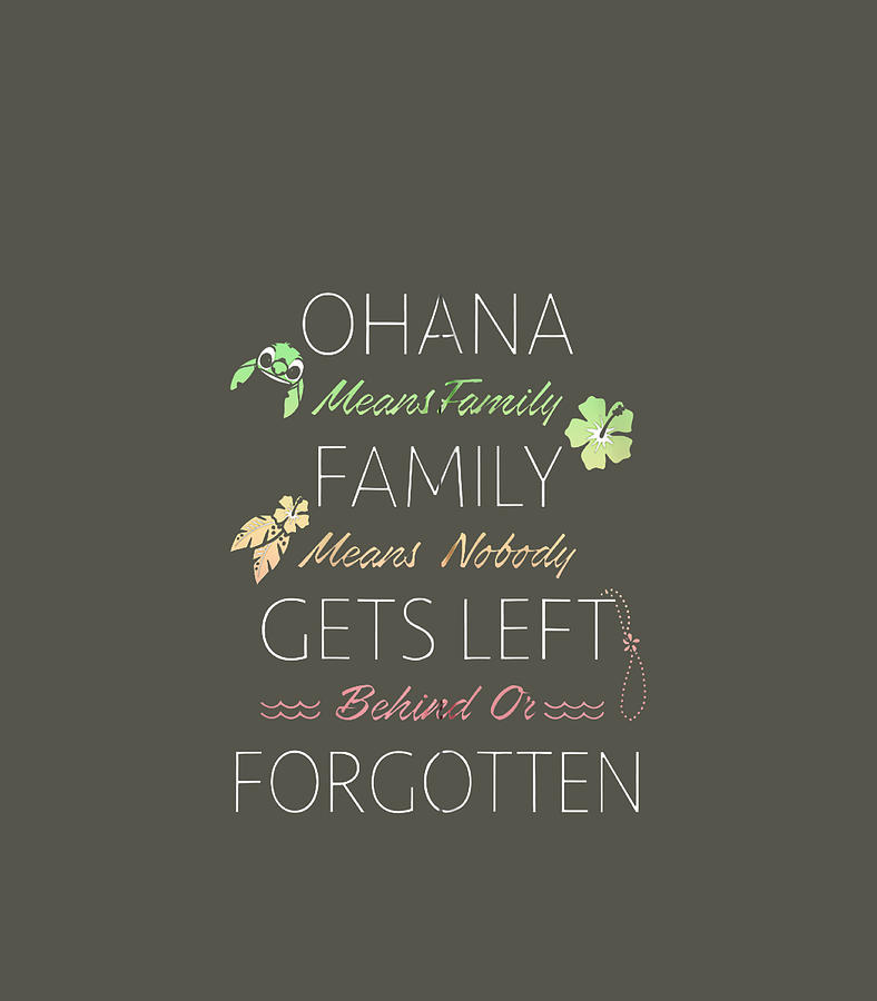 Disney Ohana means Family ART PRINT Lilo and Stitch Quote illustration 