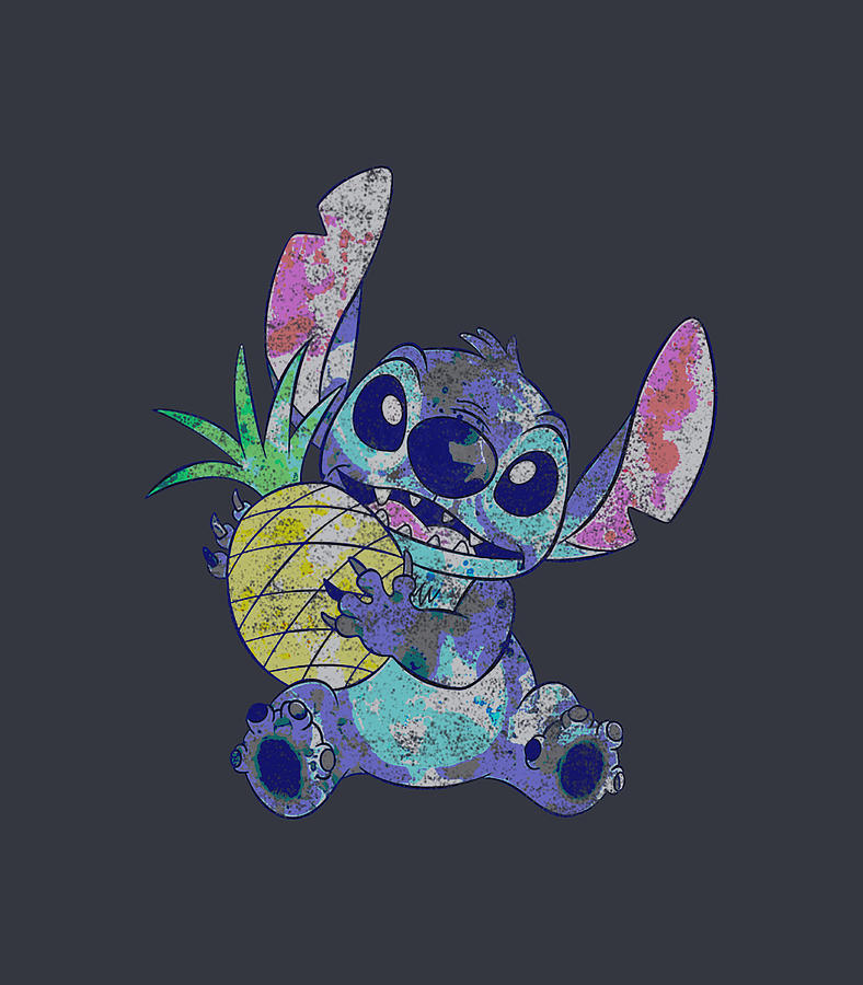 Disney Lilo Stitch Pineapple Posing Destressed Digital Art by Jak Milan ...