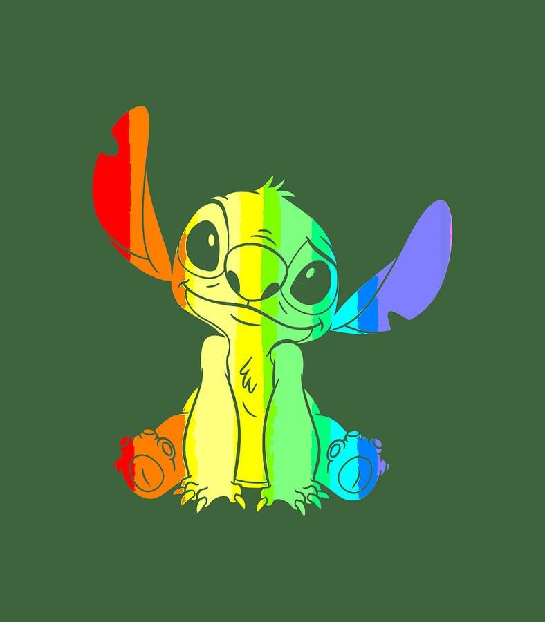 Disney Lilo Stitch Rainbow Stitch Fill Pride Digital Art by Waheed ...