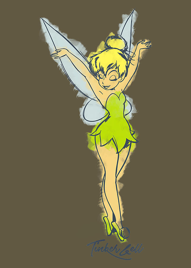 Disney Peter Pan Tinker Bell Watercolor Sketch Digital Art by Nhu Dat ...