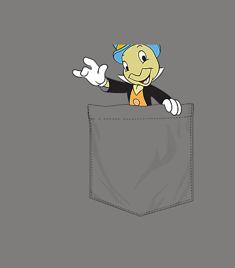 Cricket Digital Art - Disney Pinocchio Jiminy Cricket Faux Pocket by Monte Cyria