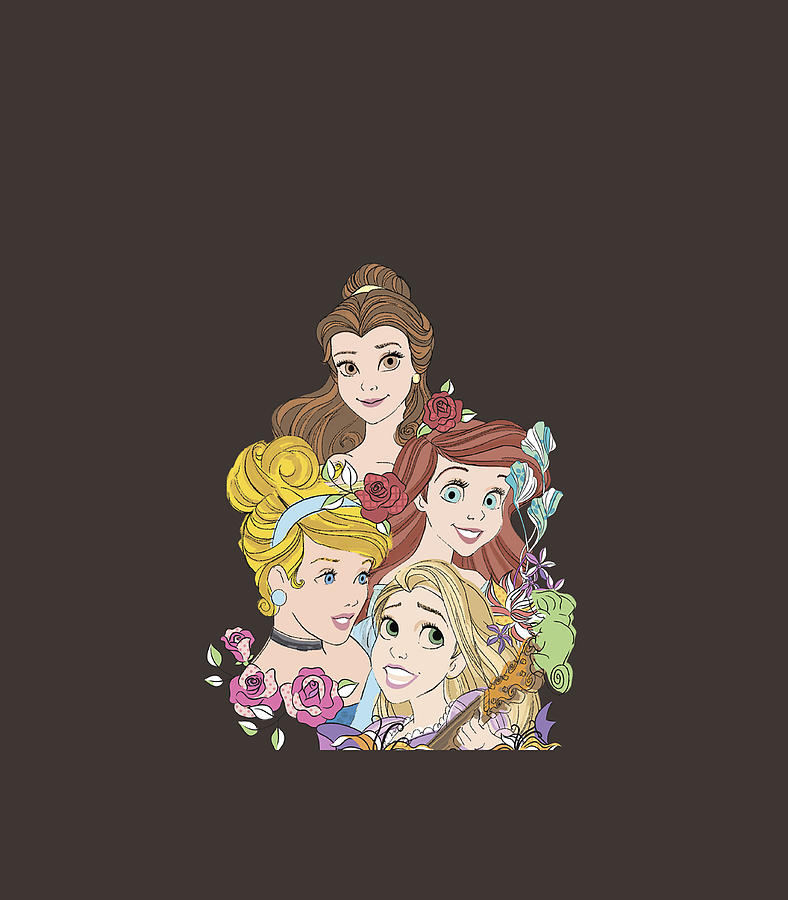 Disney Princess Floral Belle Cinderella Ariel Rapunzel Digital Art by ...