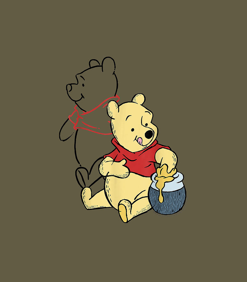 Disney Winnie The Pooh Line Art Portrait Digital Art By Black - Pixels