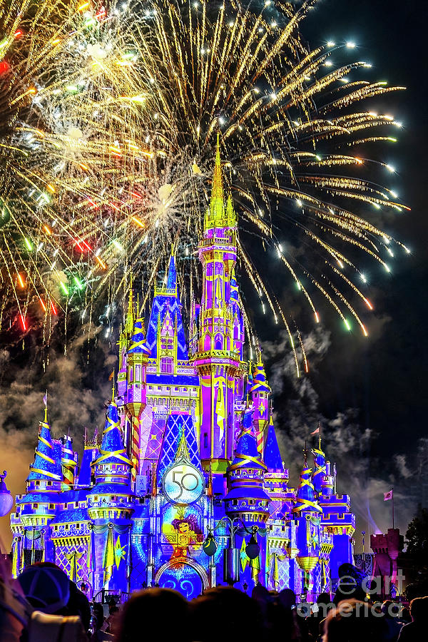 Disney World 50th Anniversary Fireworks 1 Photograph by Nick Zelinsky Jr