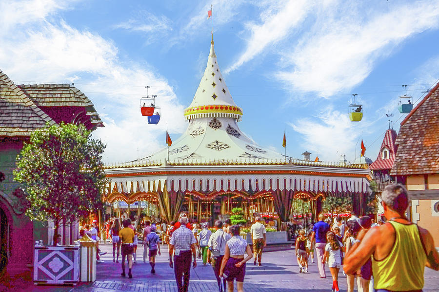 Disney World Carousel and Skyway Circa 1975 Photograph by Mark Andrew Thomas