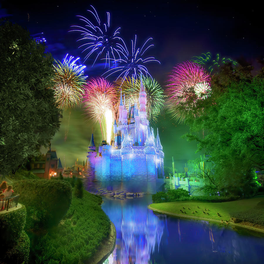 Disneys Fantasy in the Sky Fireworks Photograph by Mark Andrew Thomas