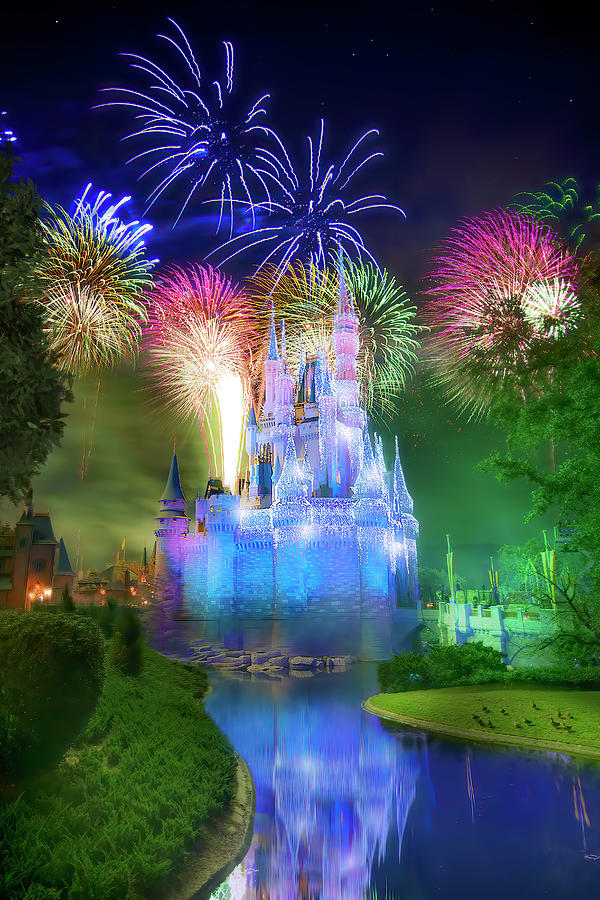Disneys Fantasy In The Sky Fireworks Vertical Edition Photograph by Mark Andrew Thomas