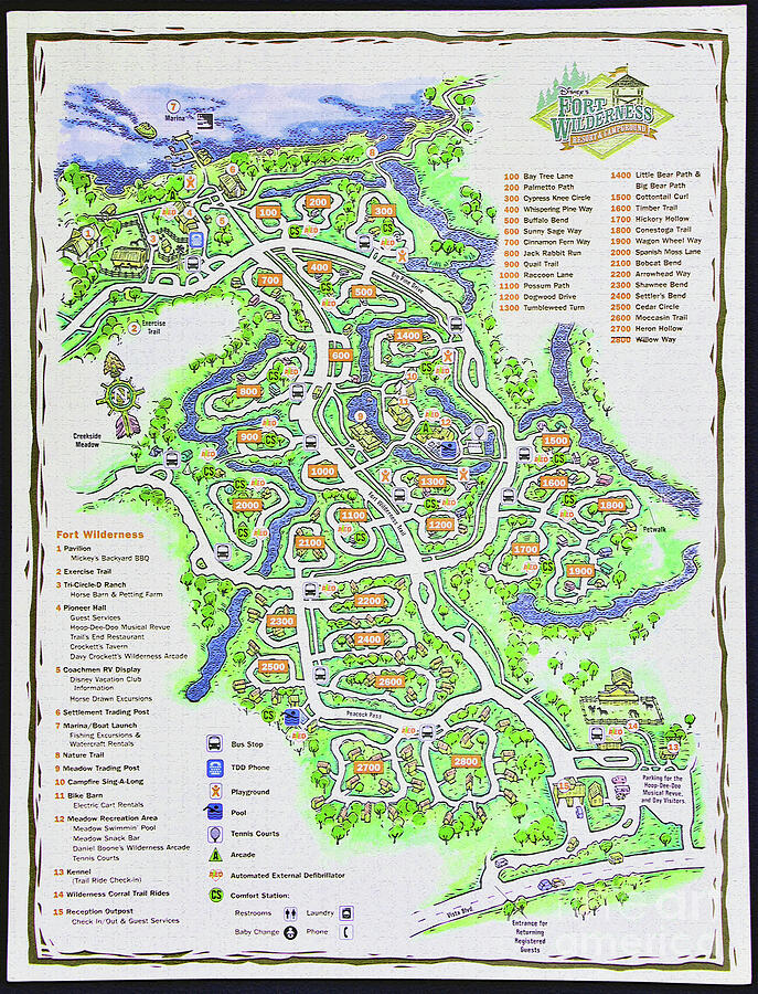 Disney's Fort Wilderness resort and Campground map Mixed Media by David ...