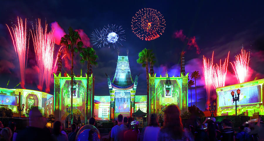 Disneys Hollywood Studios Fireworks Panorama Photograph by Mark Andrew Thomas