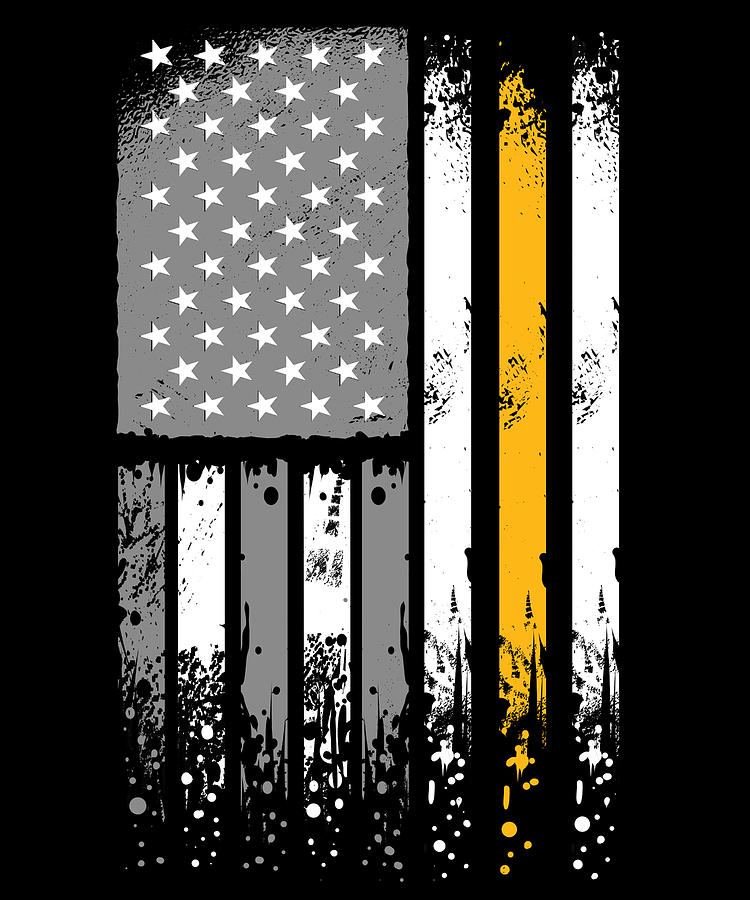 Dispatcher 911 Thin Gold Yellow Line Digital Art by Mercoat UG