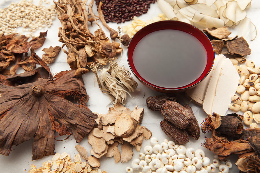 Display of Chinese Herbal Medicine Ingredients and the Tonic Hz Photograph by YinYang