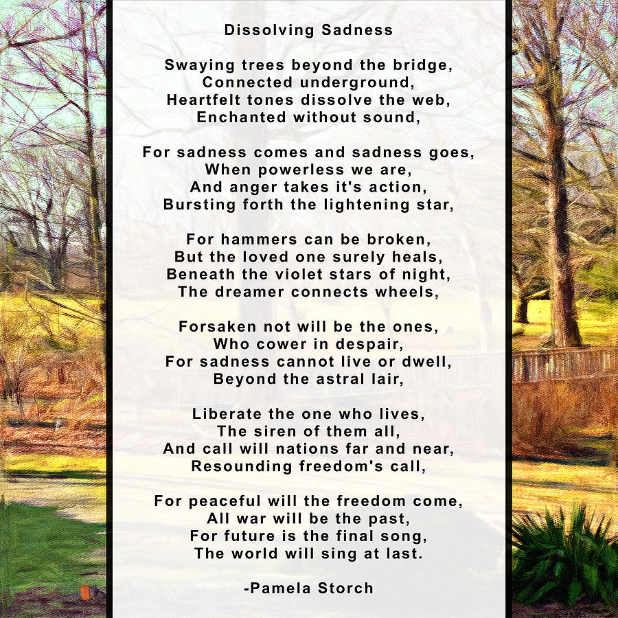 Poems Digital Art - Dissolving Sadness Poem by Pamela Storch