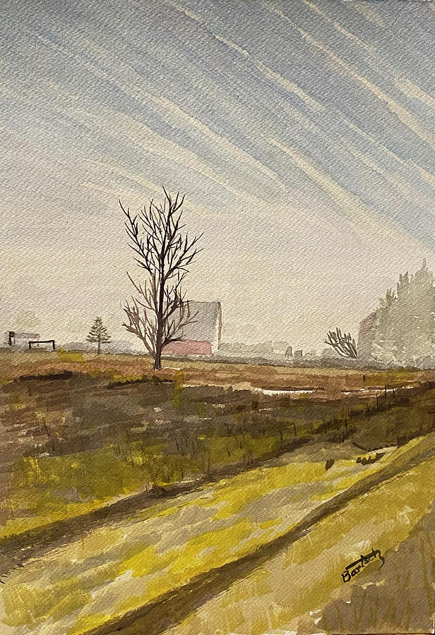 Distant Farm Painting by David Bartsch
