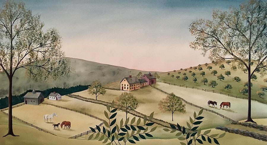Distant Farm Painting by Lisa Curry Mair