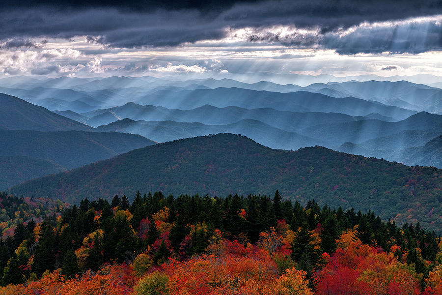 Distant Mountains Autumn Glow Photograph by Dan Carmichael