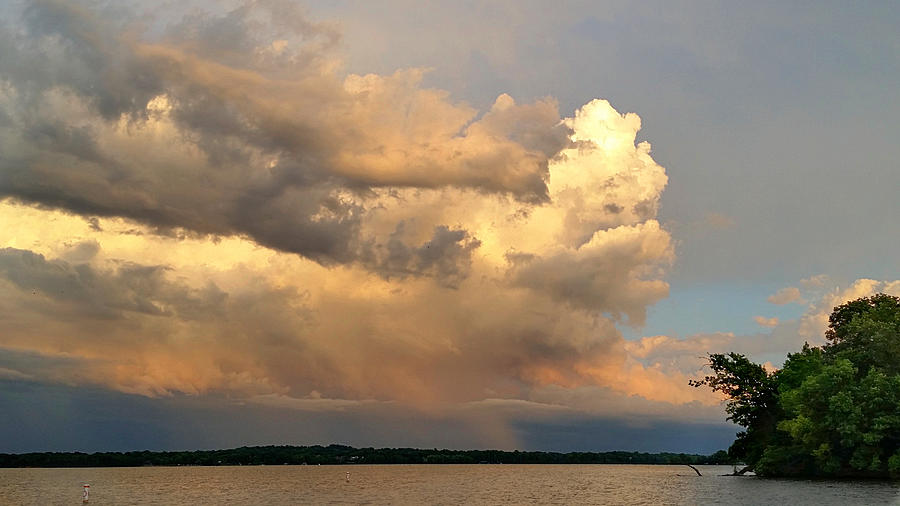 Distant Summer Storm At Sunset Photograph