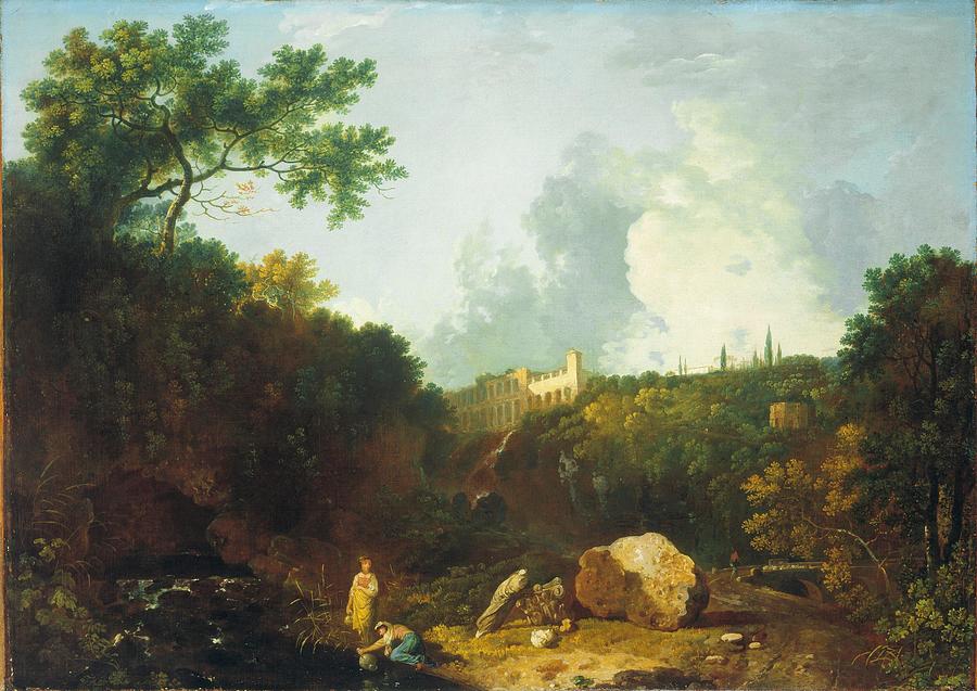 Distant View of Maecenas Villa  Tivoli Painting by Richard Wilson