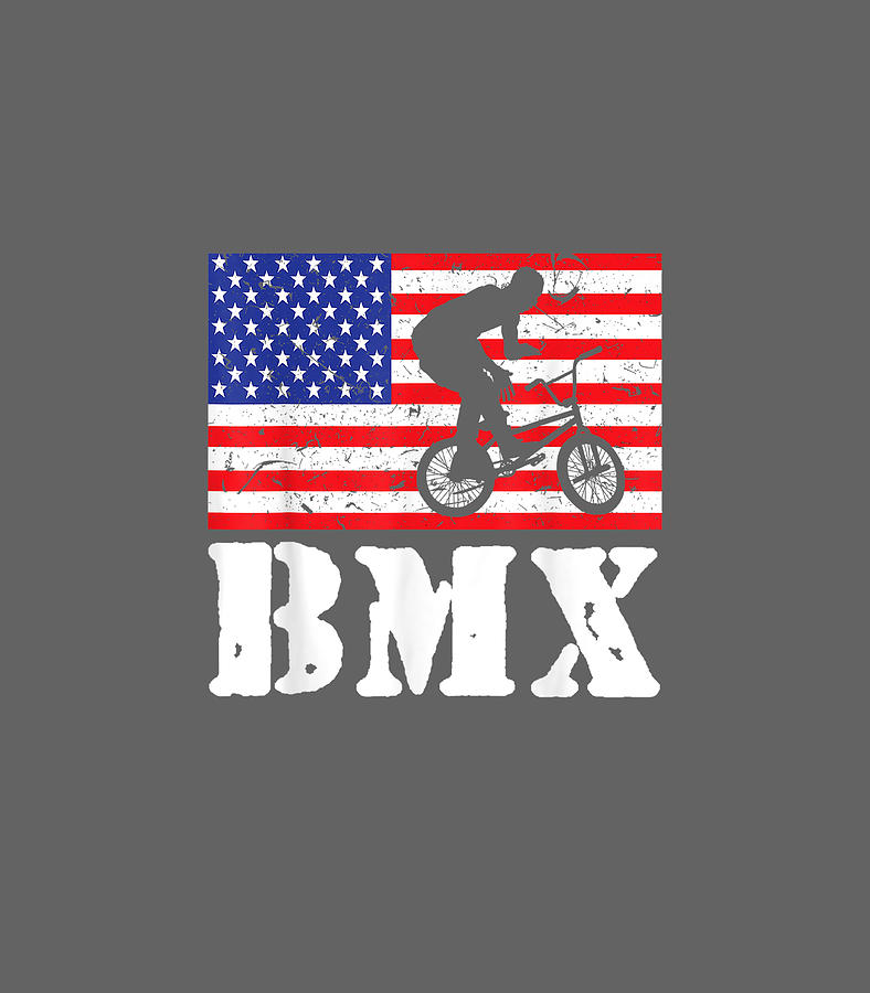 Distressed BMX Riding USA American Flag Vintage Bike Rider Digital Art