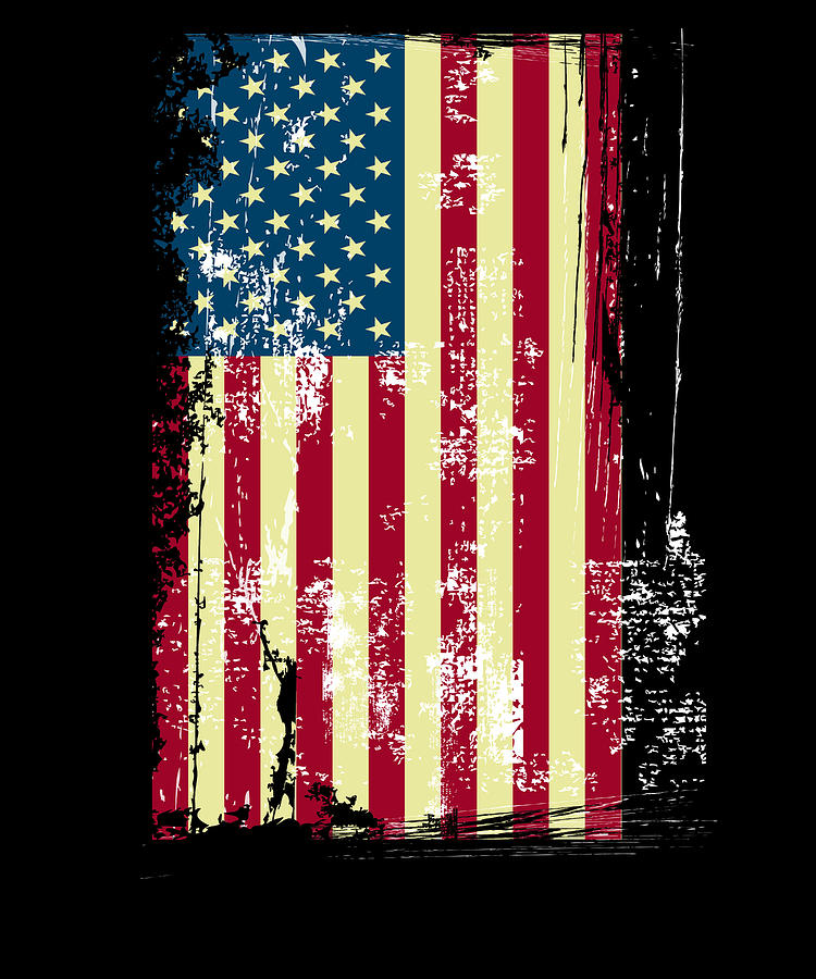 Distressed Vintage American Flag Digital Art By Jacob Zelazny - Fine 