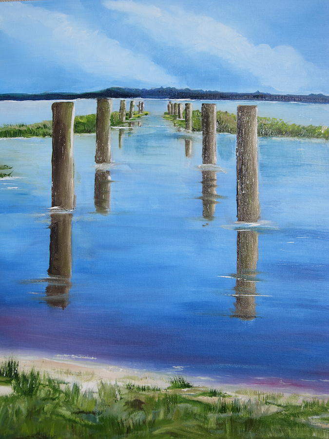 Disused boat jetty Painting by Teresa Smith