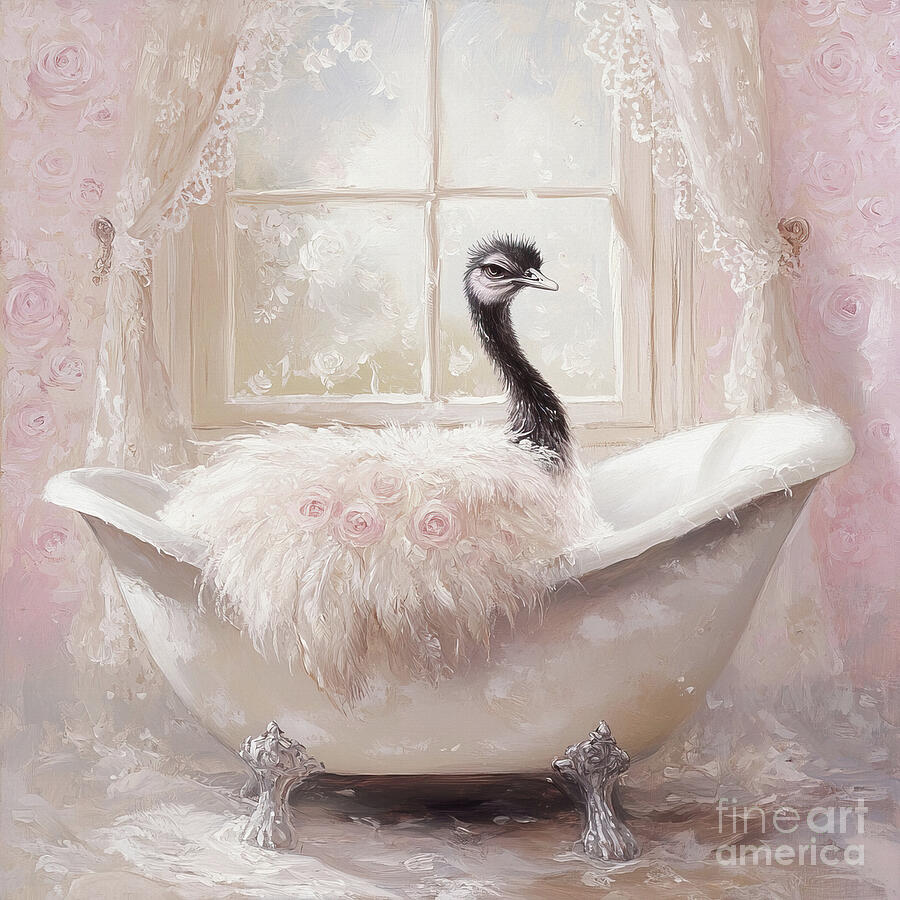 Diva Ostrich Painting by Tina LeCour Diva Ostrich Painting by Tina LeCour