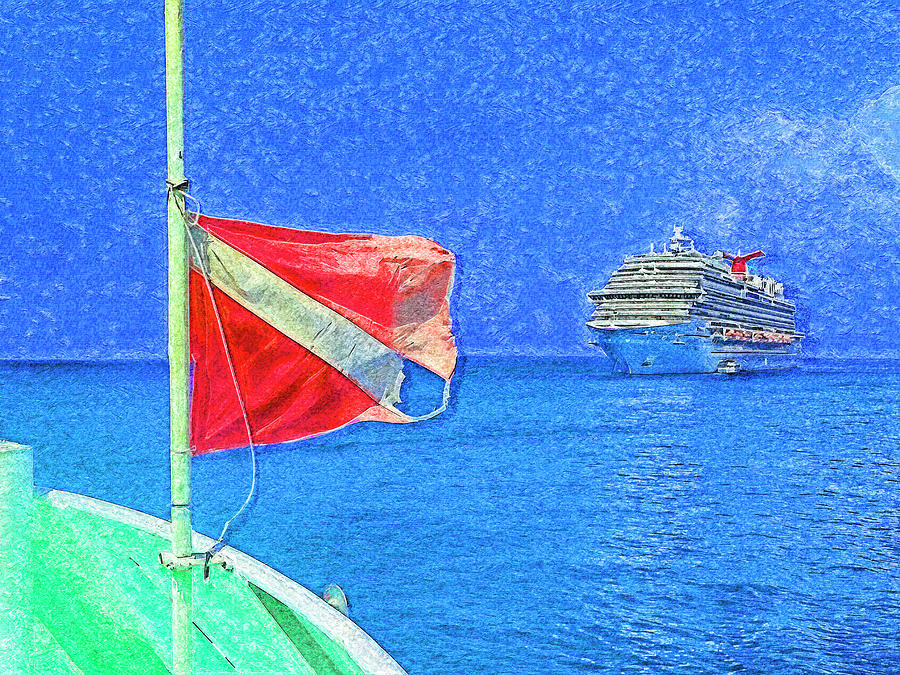 Dive Flag Digital Art by Island Hoppers Art