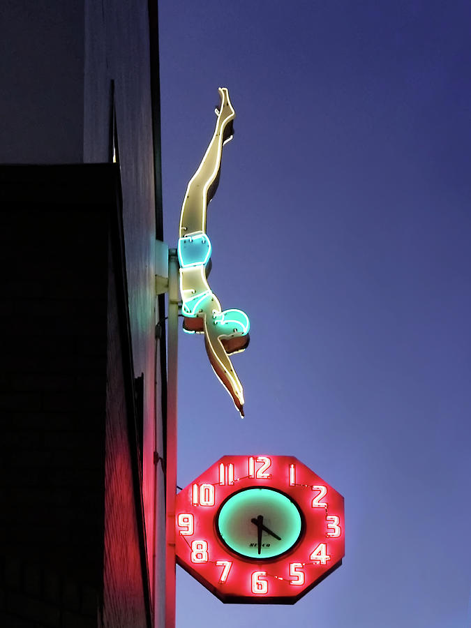 Sign Photograph - Dive In Retro Neon by Kathleen Grace