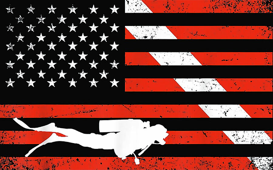 Diver Down US Flag Digital Art by Robert Banach