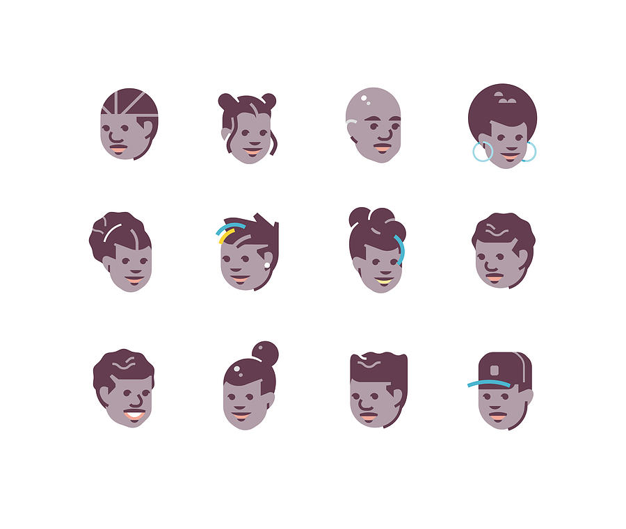 Diversity Avatars Flat Icons Series Drawing by SpiffyJ