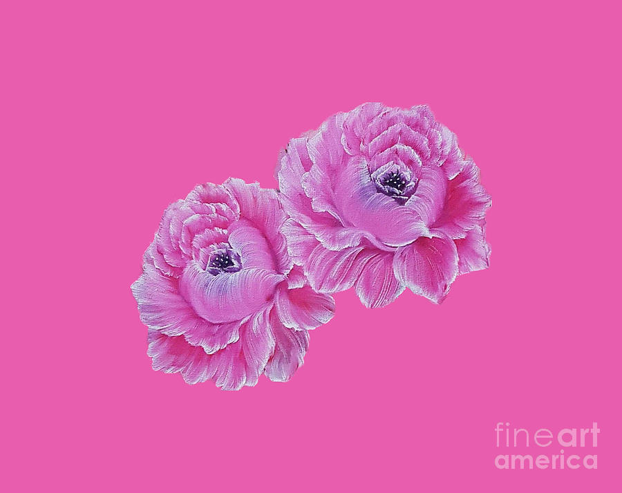 Flower Painting - Divine couple pink on pink by Angela Whitehouse