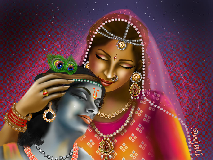 Divine Love Of Radha Krishna Digital Art