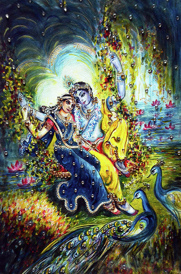 Divine Love story - Jhulan Leela Painting by Harsh Malik
