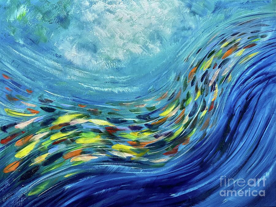 Fish Painting - Diving from the Light by Alan Metzger