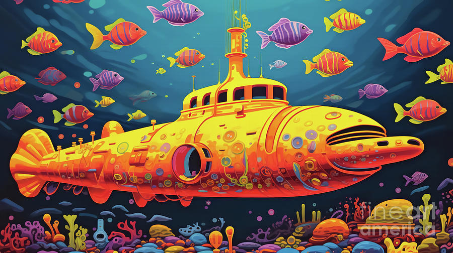 Diving into a Psychedelic Sea - The Birth of Yellow Submarine #2 Digital Art by Antonios Valamontes Diving into a Psychedelic Sea - The Birth of Yellow Submarine #2 Digital Art by Antonios Valamontes