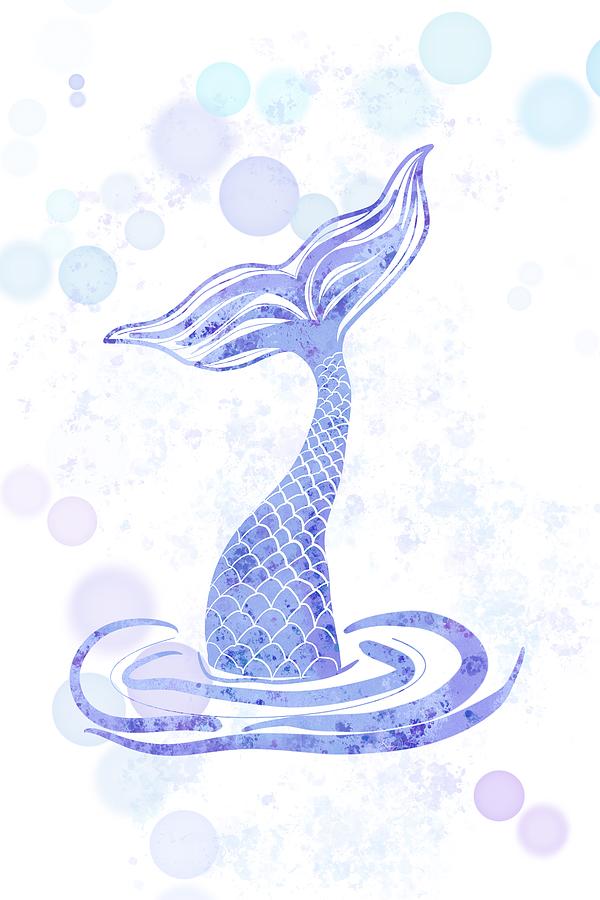 Diving Purple Mermaid Watercolor Digital Art by Pamela Williams