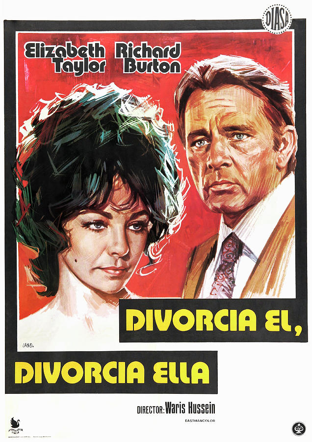 Elizabeth Taylor Mixed Media - Divorce His, Divorce Hers, 1973 - art by Jano by Movie World Posters