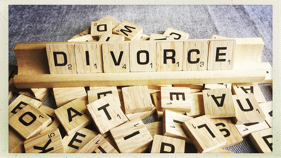 Divorce Spelled with Scrabble Tiles Photograph by Bgwalker