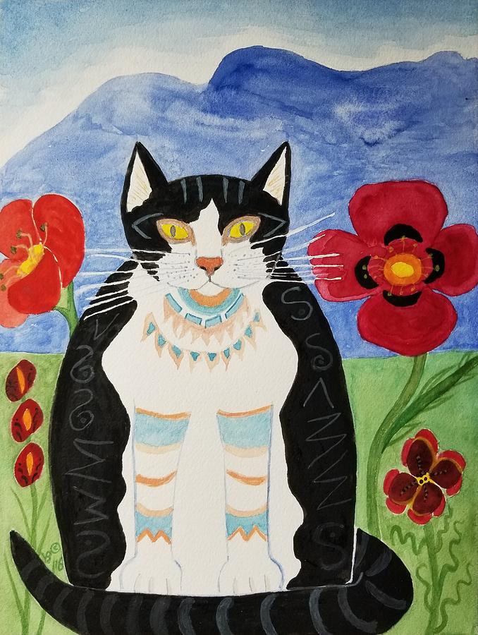 Diwali Tux Cat Painting by Vera Smith