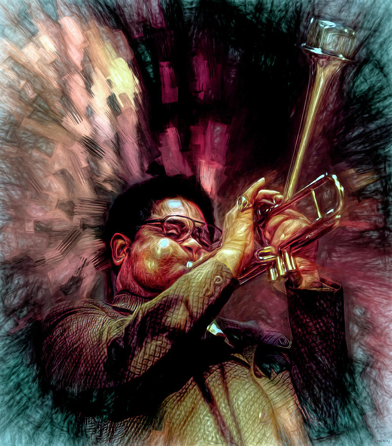 Dizzy Gillespie Jazz Trumpet Mixed Media by Mal Bray