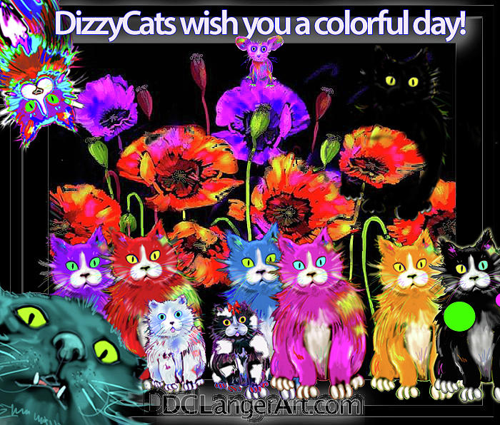 DizzyCats Wish You A Colorful Day Painting by DC Langer