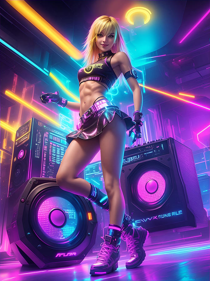 Dj Rocker Girl Digital Art By Jim Brey Fine Art America