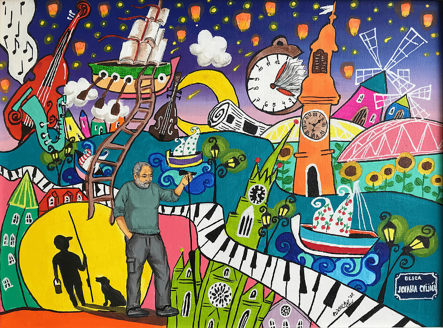 Djordje Balasevic Noc kad sam preplivao Canvas Painting by Jones