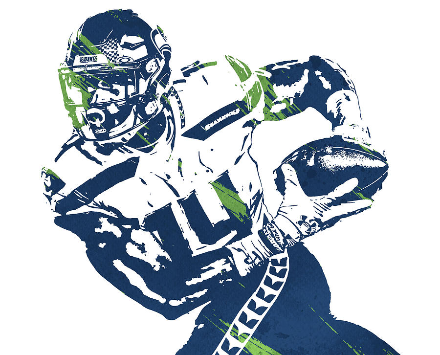 Dk Metcalf Seattle Seahawks Watercolor Strokes Pixel Art 100 by Joe Hamilton
