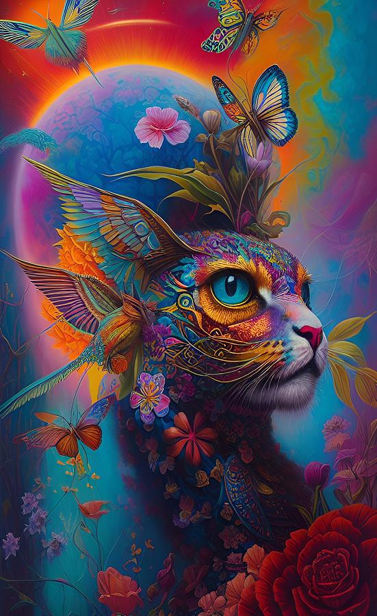 DMT Cat Digital Art by Tricky Woo - Fine Art America