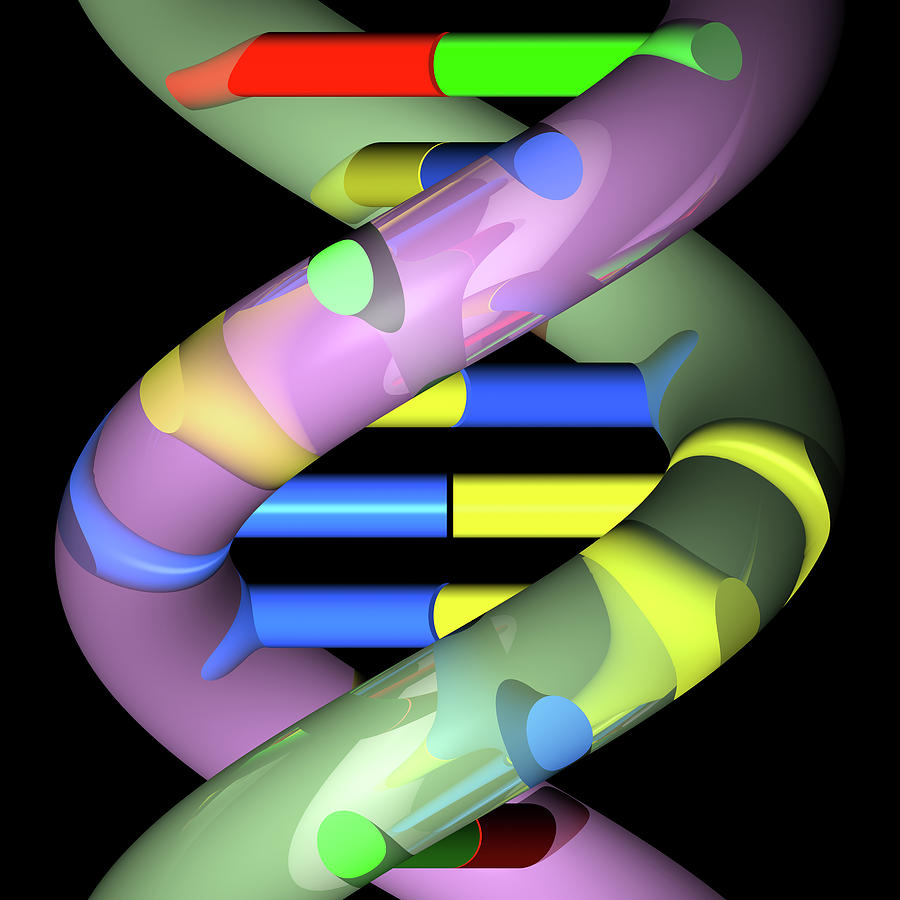 DNA 13 Black Digital Art by Russell Kightley