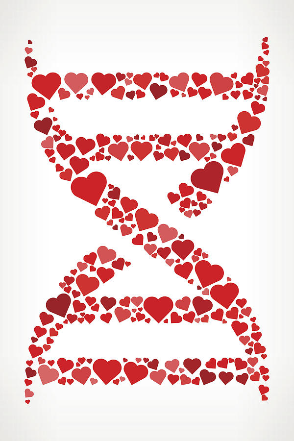 DNA Cord Red Hearts Love Pattern Drawing by Alex Belomlinsky