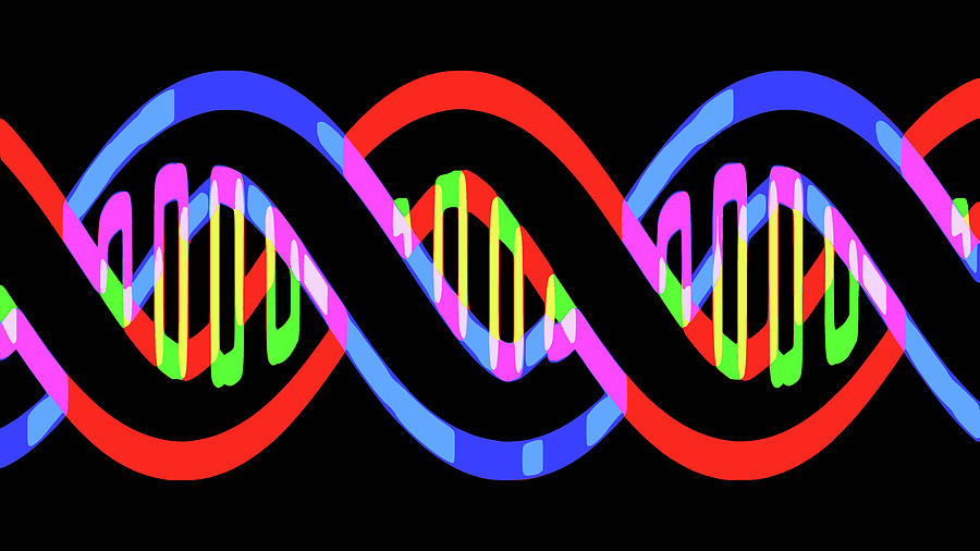 DNA Neon Flat Digital Art by Russell Kightley