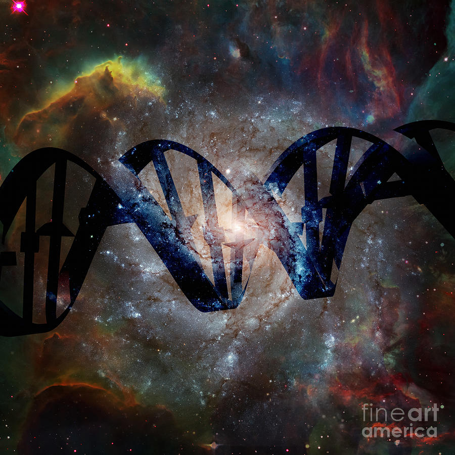 DNA strand in space Digital Art by Bruce Rolff