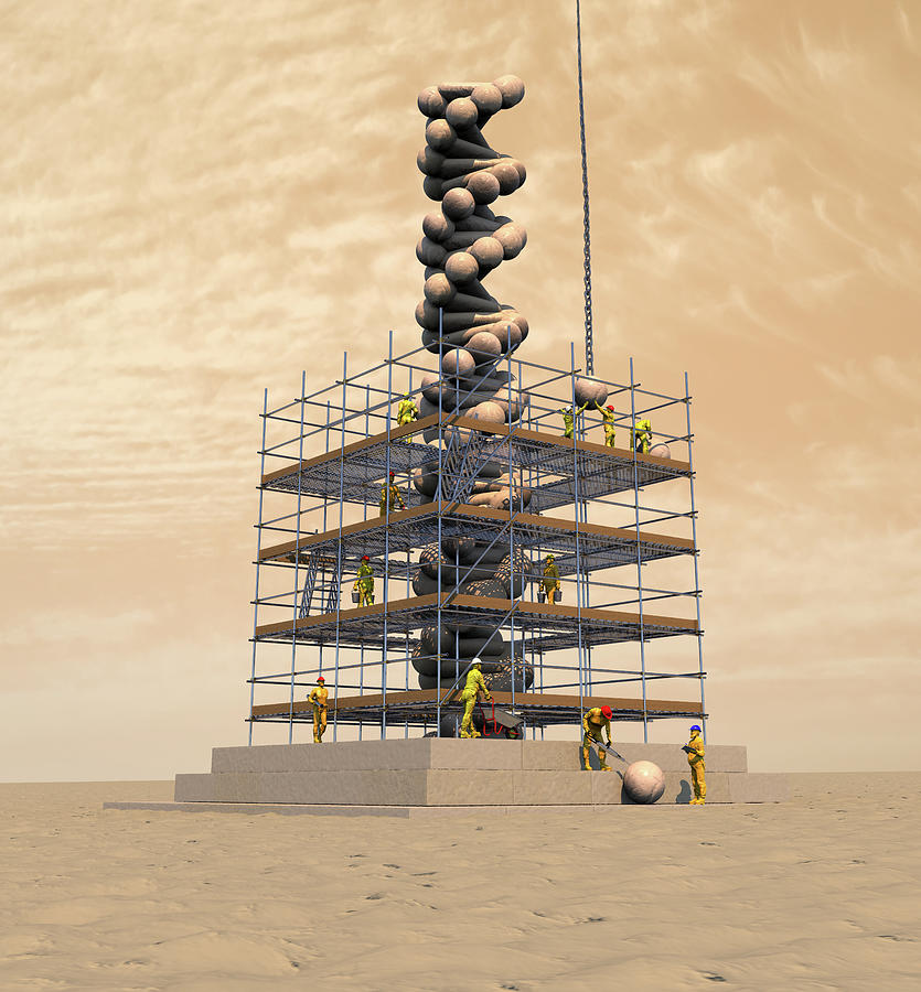 DNA Tower in the Desert Digital Art by Russell Kightley